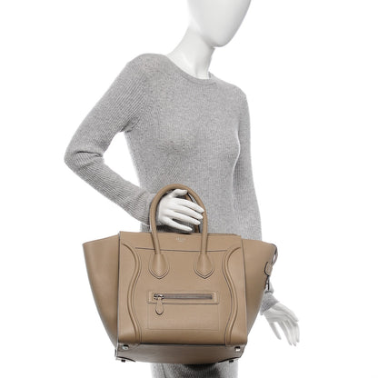 Celine Drummed Calfskin Mini Luggage Dune 2 of 8