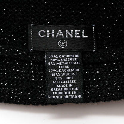 Chanel Cashmere Blend CC Beanie Hat Black 4 of 5