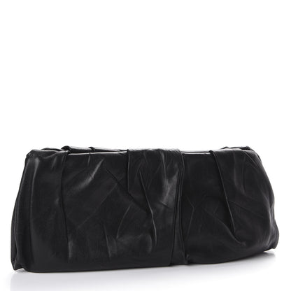 Prada Nappa Gold Pleated Clutch Black 2 of 10