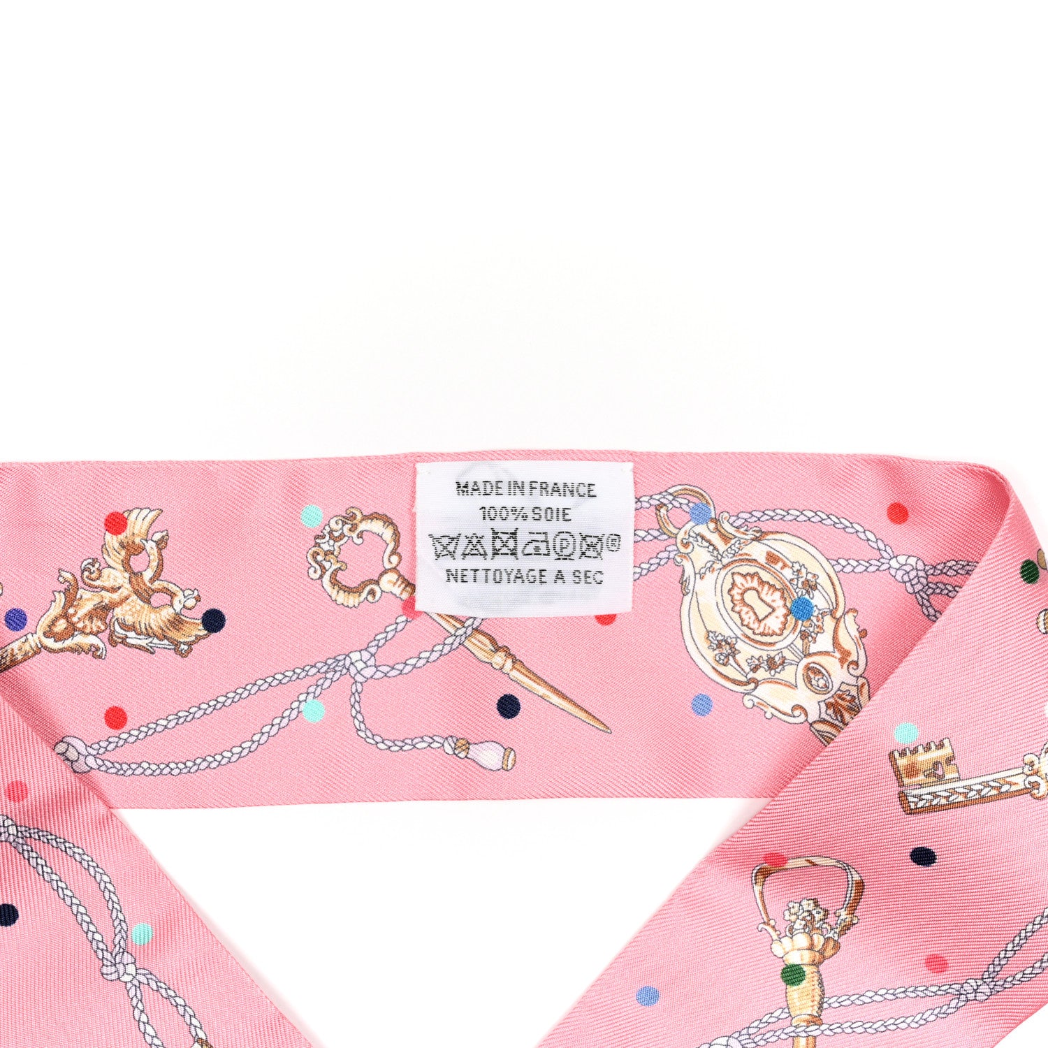 Hermes Silk Les Cles A Pois Twilly Rose Beige Multicolor 4 of 4