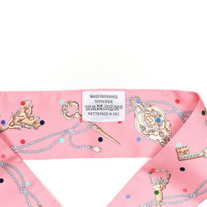 Hermes Silk Les Cles A Pois Twilly Rose Beige Multicolor 4 of 4