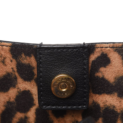 Saint Laurent Calfskin Large Leopard Print Shopping Tote Black 12 of 13