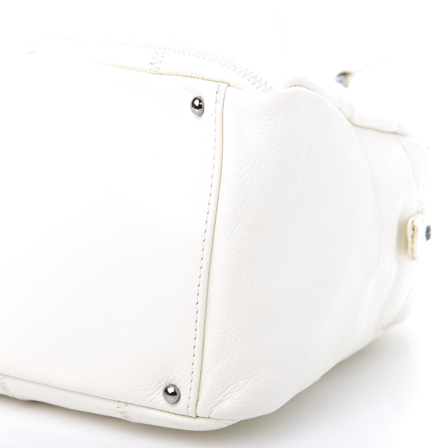 Chanel Caviar Square Stitched Bowler White 8 of 11