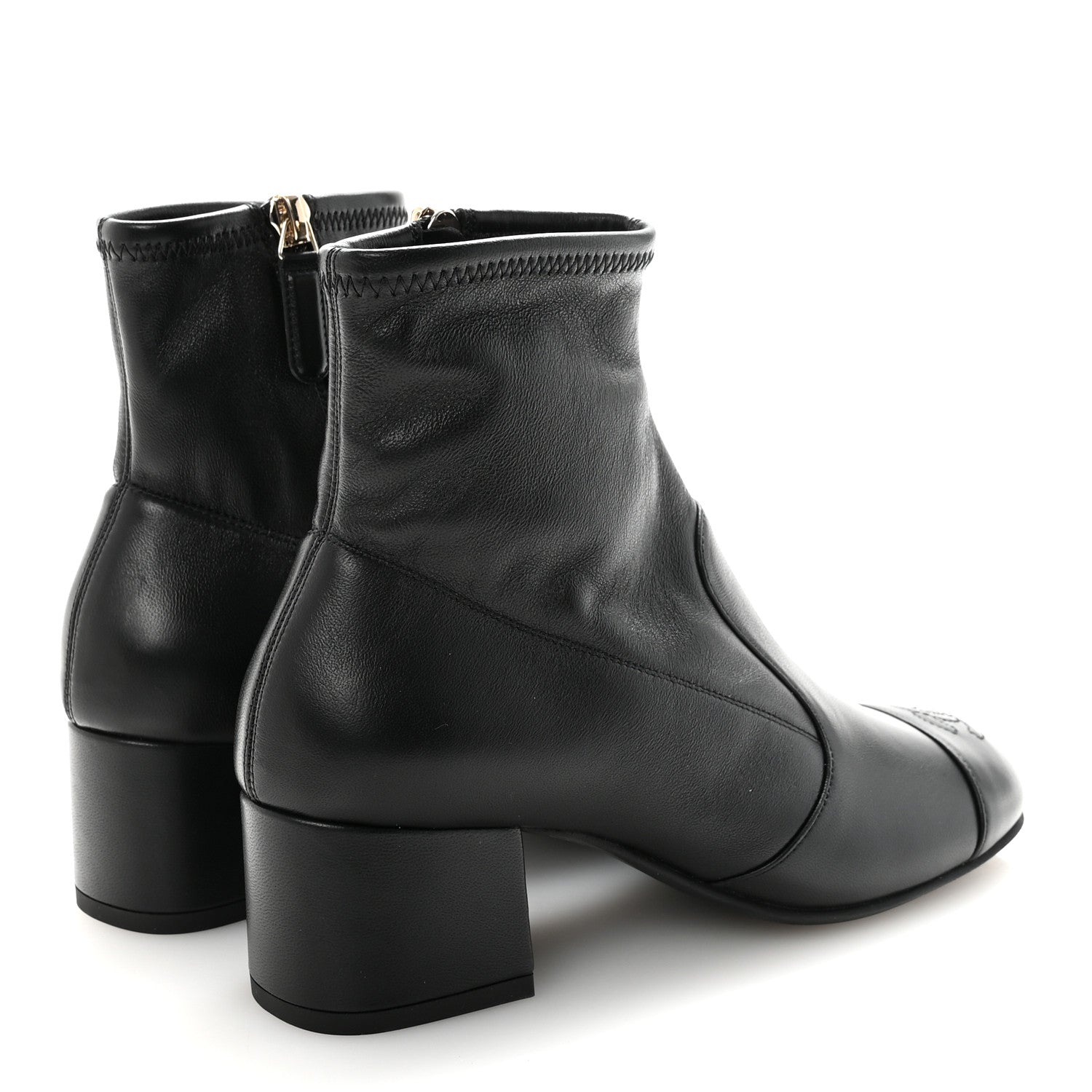 Chanel Stretch Lambskin Cap Toe CC Short Boots 35 Black 5 of 10