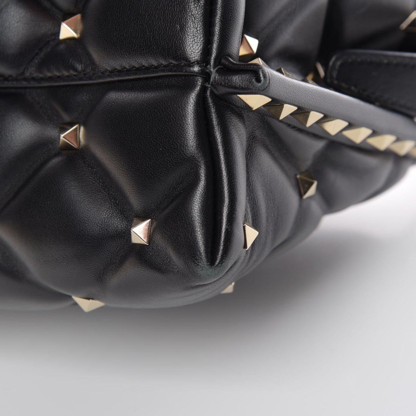 Lambskin VLTN Print Candystud Top Handle Bag Black