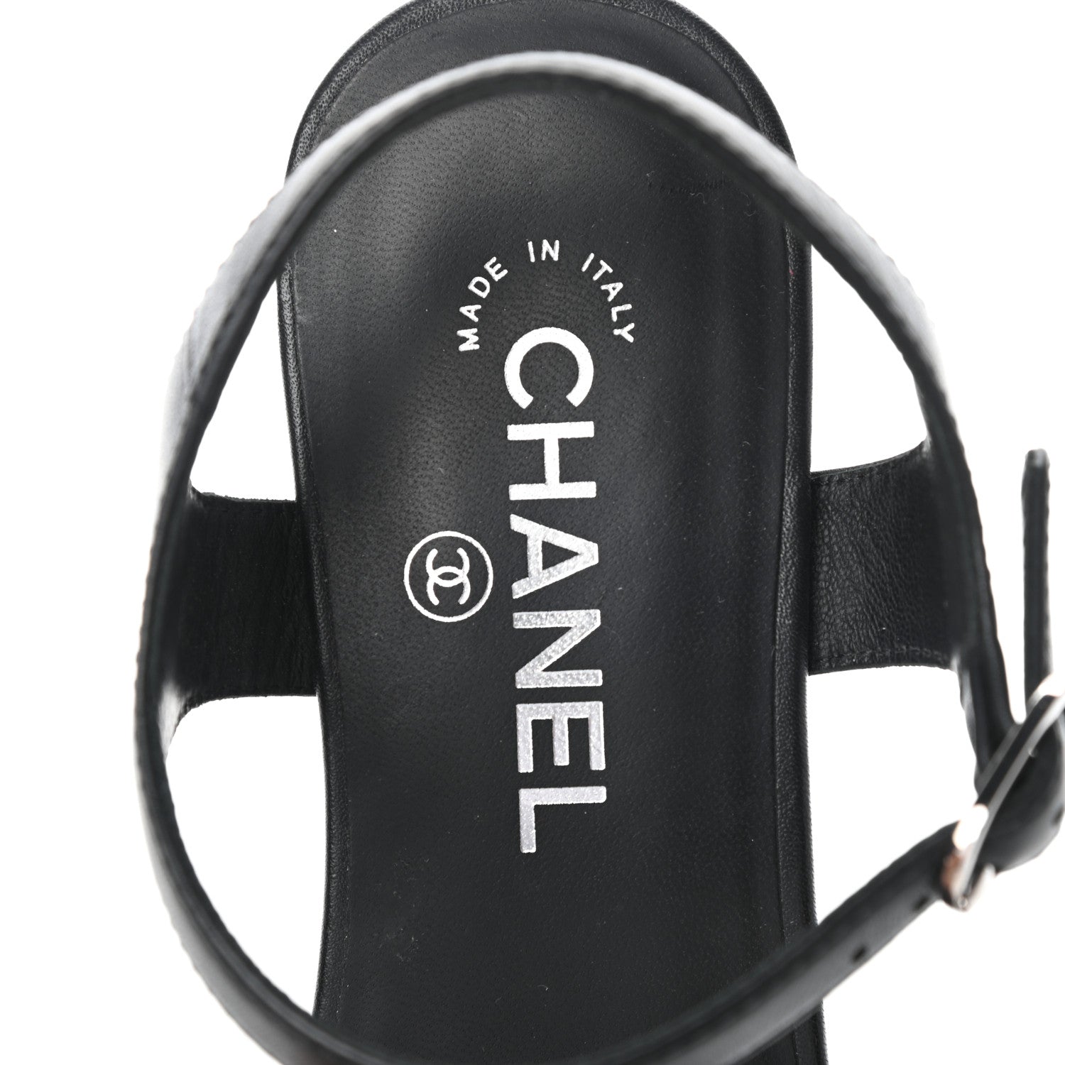 Chanel Calfskin Camellia Platform Sandals 37.5 Black 5 of 8