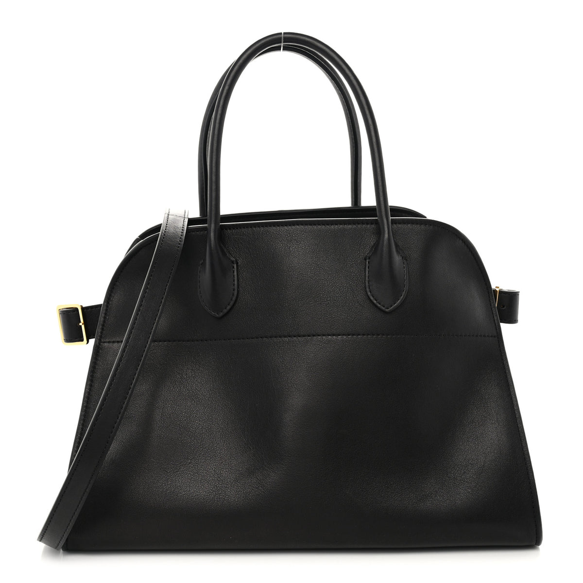 The Row Polished Saddle Calfskin Soft Margaux 12 Black 1 of 9