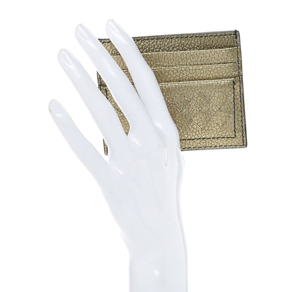 Bottega Veneta Metallic Calfskin Intrecciato VN Card Case Dark Gold 2 of 8