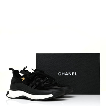 Chanel Velvet Calfskin Mixed Fibers CC Sneakers 40.5 Black 12 of 12