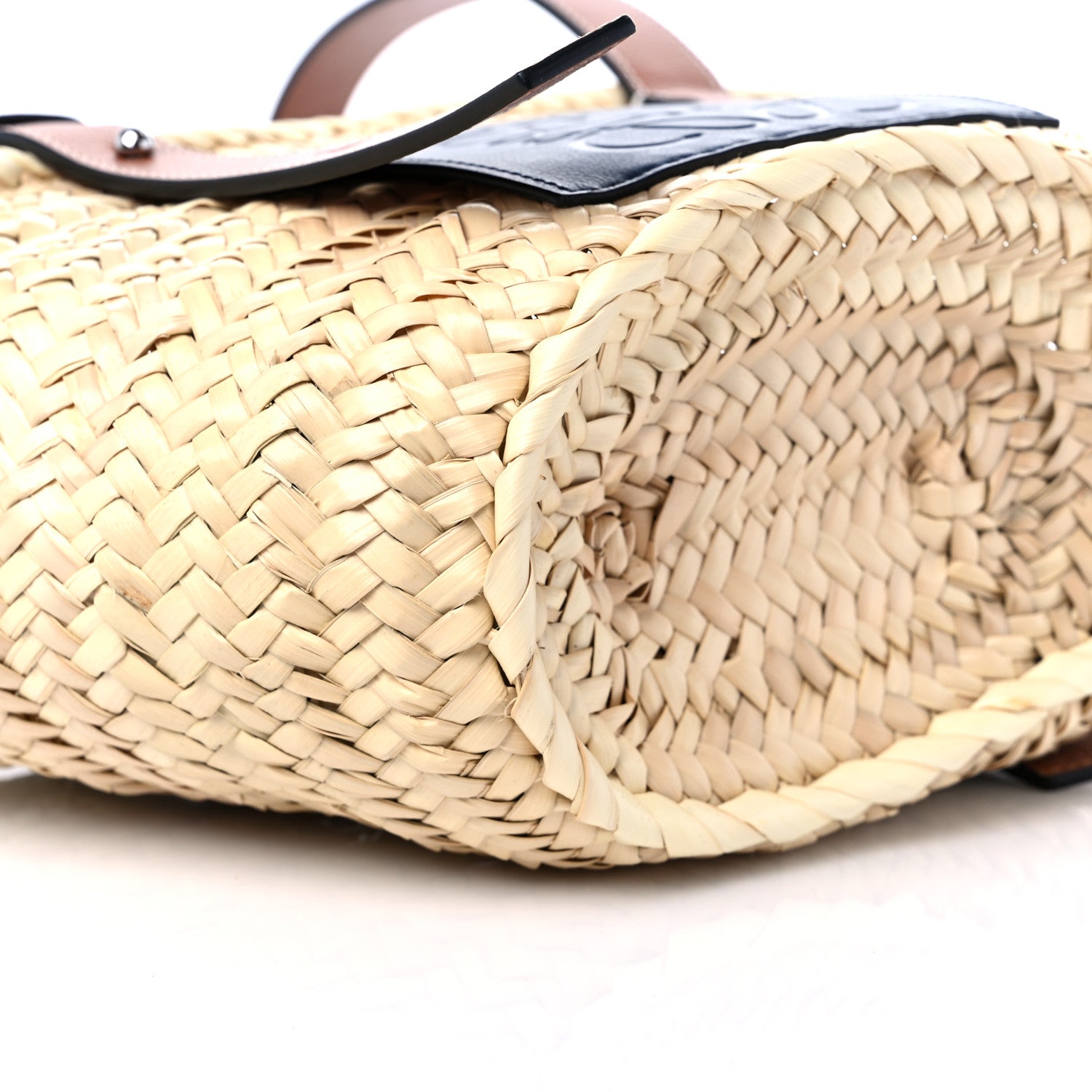Loewe Raffia Small Basket Tote Bag Natural Tan Navy 6 of 9