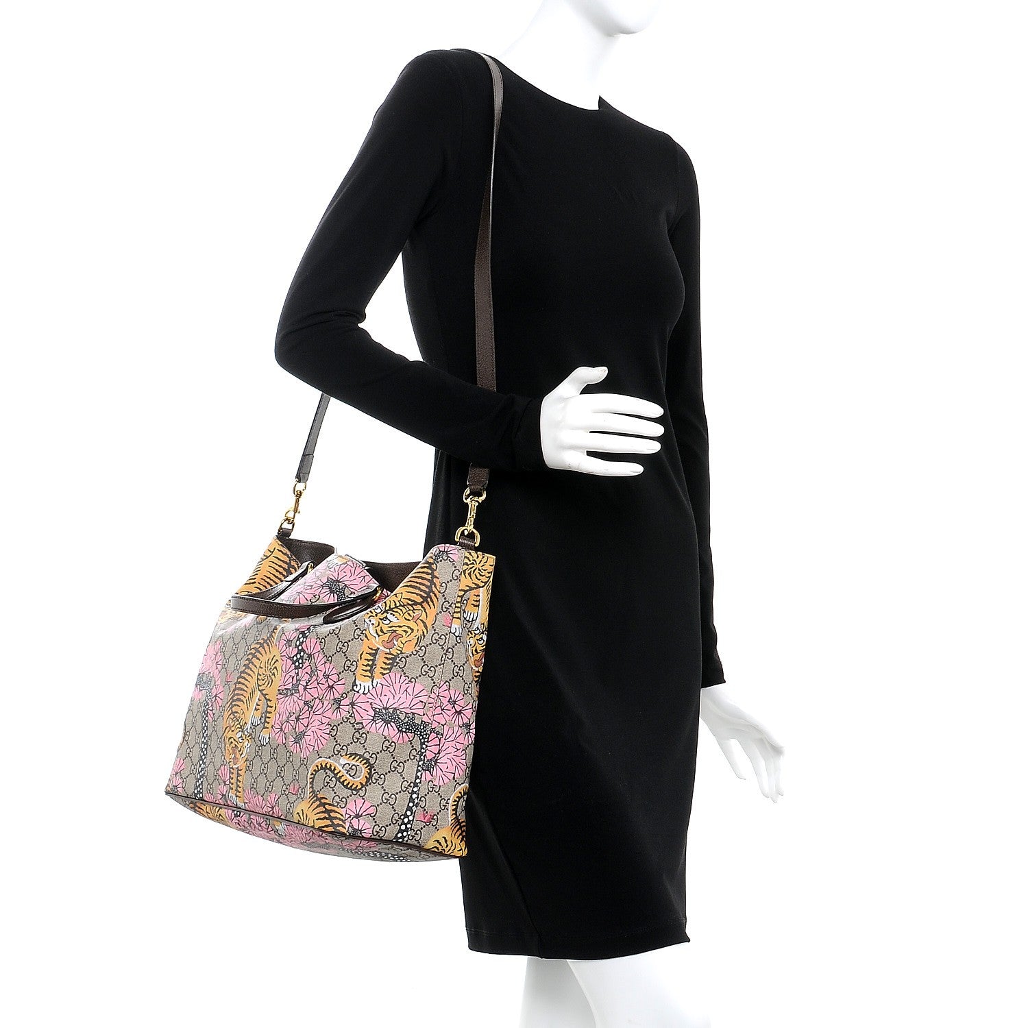 Gucci Soft GG Supreme Monogram Bengal Medium Crossbody Tote Beige Pink 2 of 8