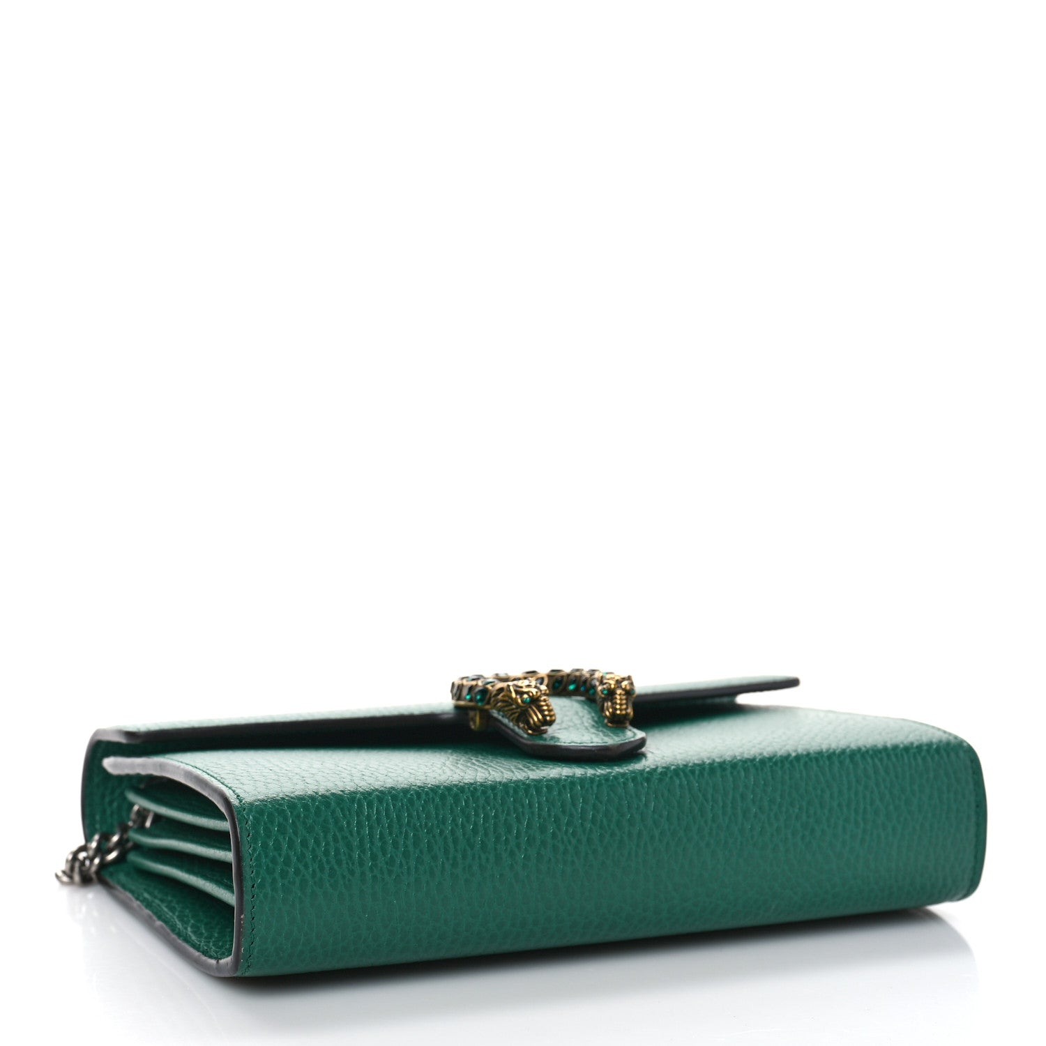Gucci Calfskin Mini Dionysus Chain Wallet Emerald 4 of 10