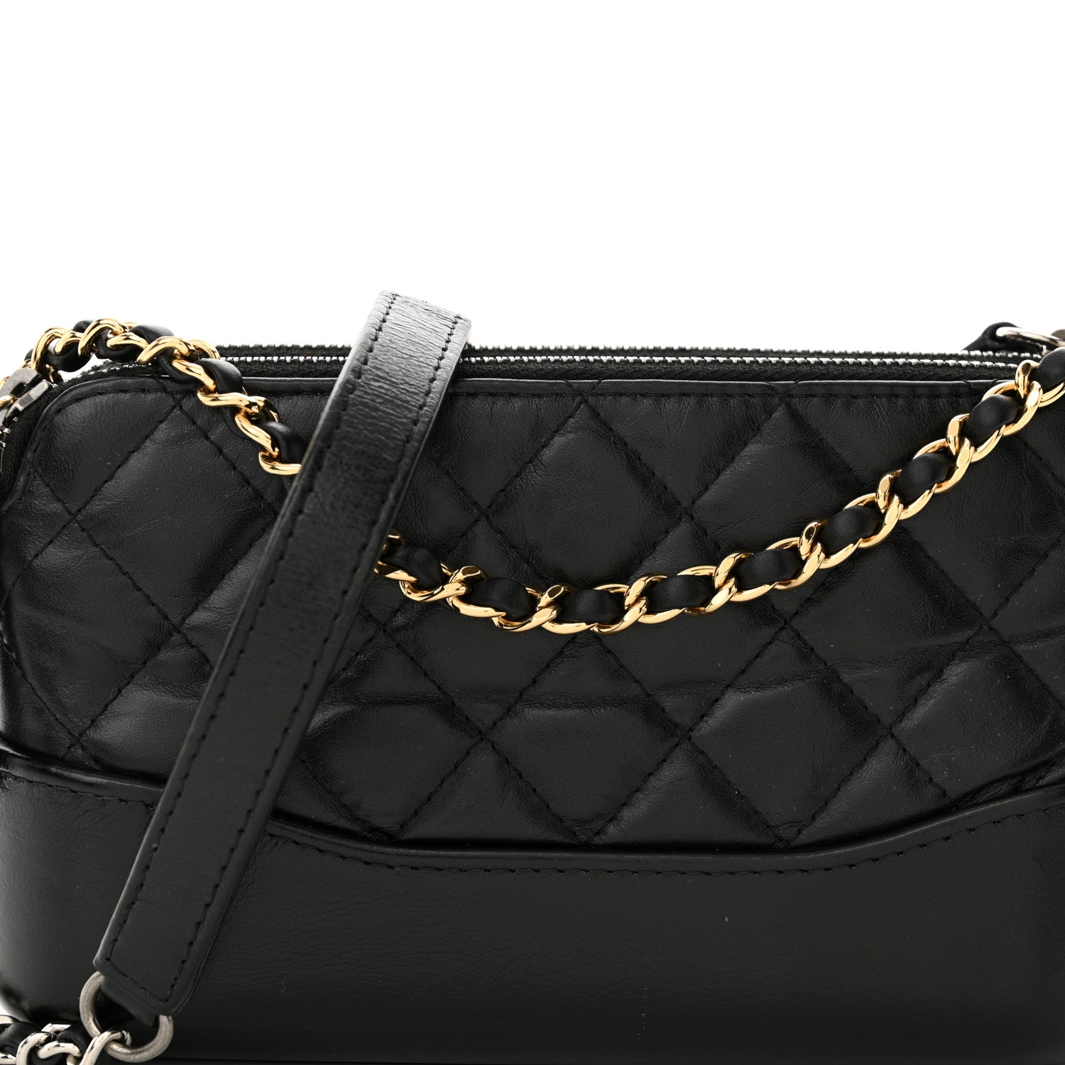 Chanel Aged Calfskin Quilted Small Gabrielle Clutch With Chain Black 9 of 16