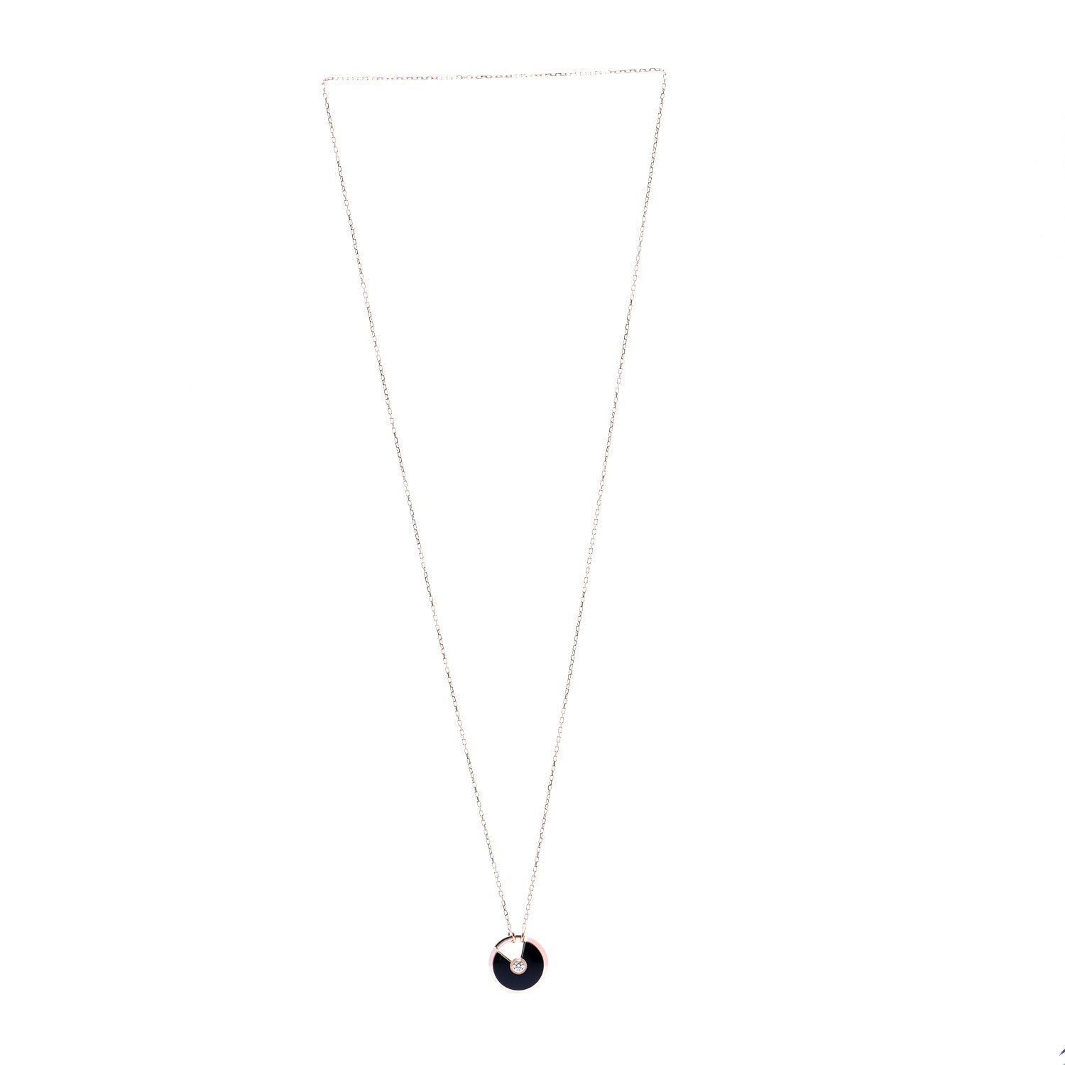 Cartier 18K Pink Gold Diamond Black Onyx SM Amulette de Cartier Pendant Necklace 3 of 6