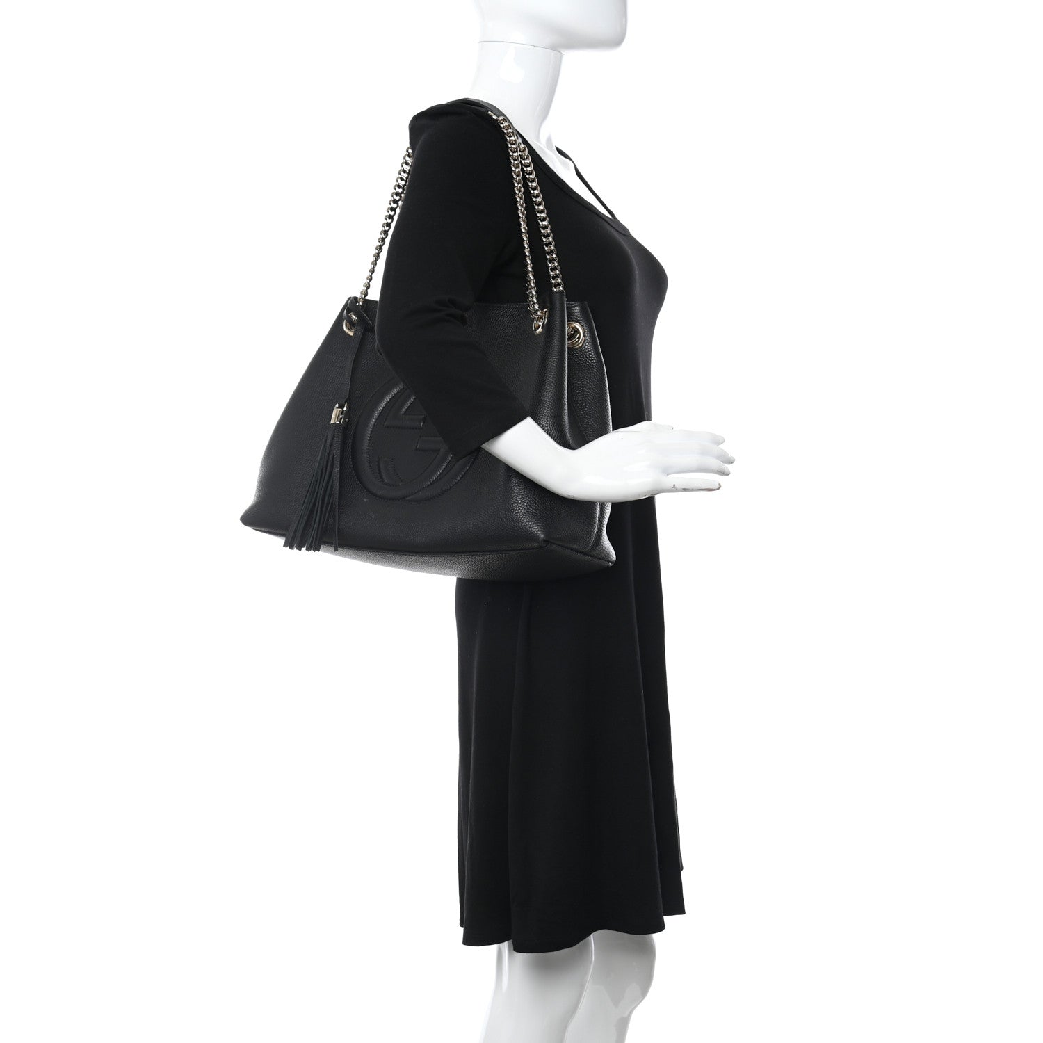 Gucci Pebbled Calfskin Medium Soho Chain Shoulder Bag Black 3 of 11