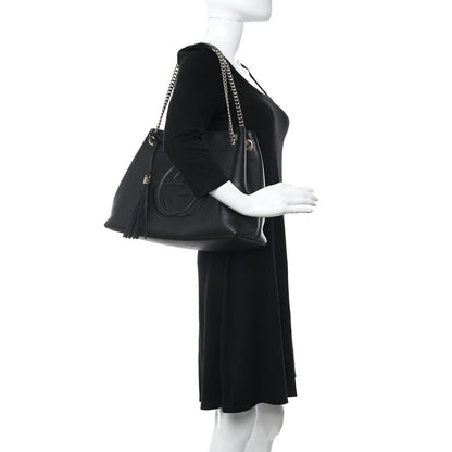 Gucci Pebbled Calfskin Medium Soho Chain Shoulder Bag Black 3 of 11