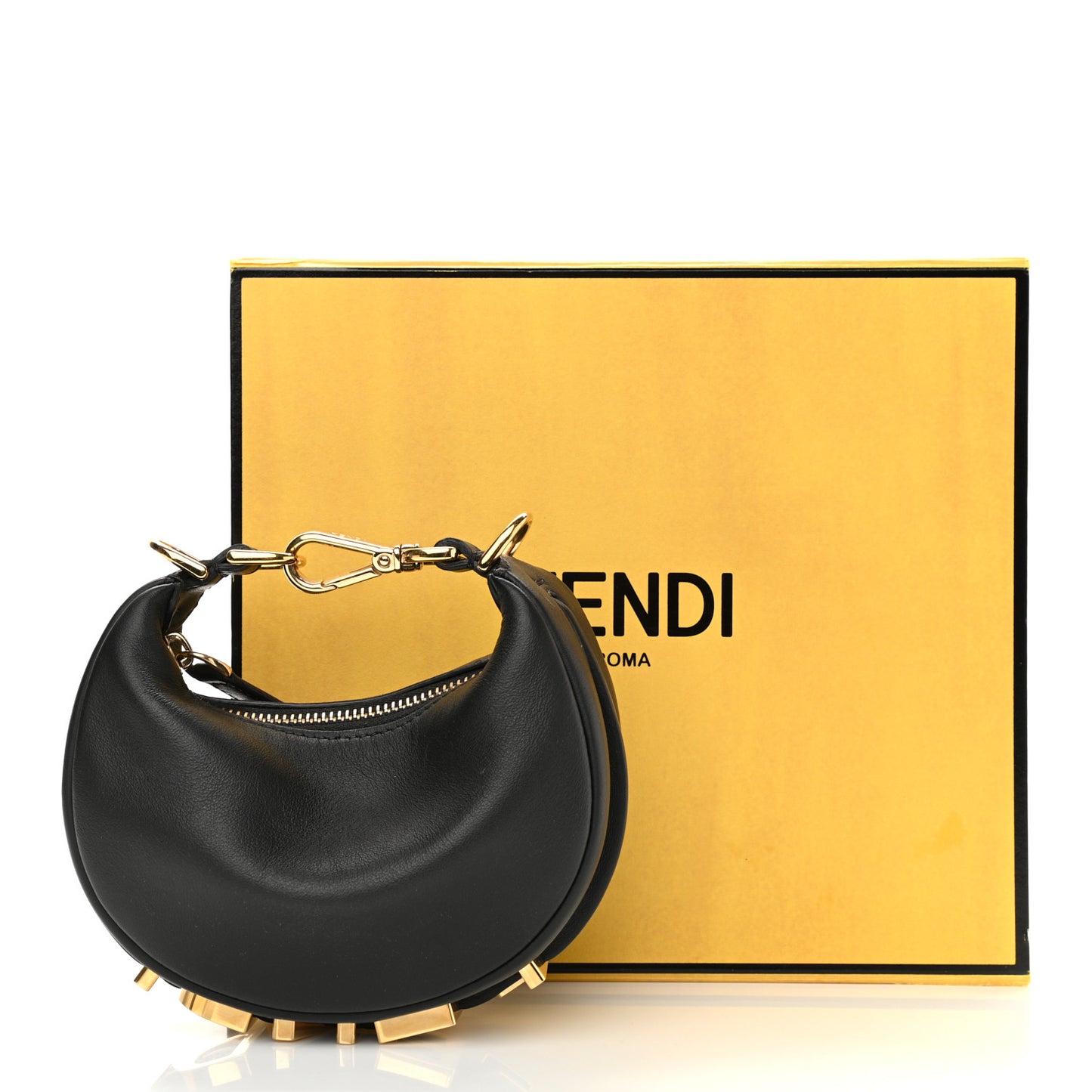 Vitello Grace Matte Nano Fendigraphy Hobo Charm Black