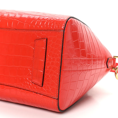 Givenchy Calfskin Crocodile Embossed Small Antigona Red 10 of 13