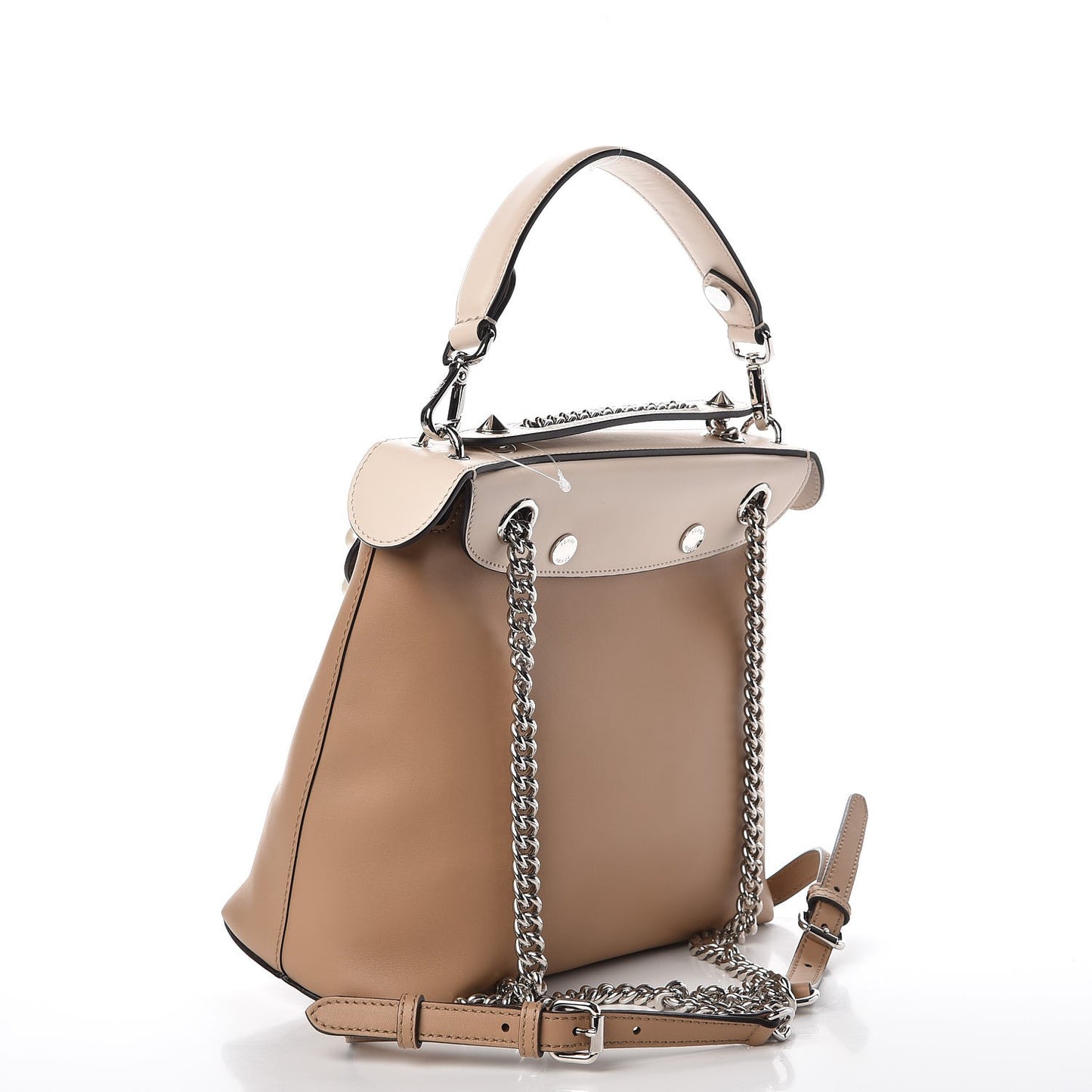 Vitello Century Pearl Bi-Color Scalloped Back to School Backpack Cuoio Camelia