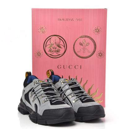 Gucci X SEGA Mesh Technical Canvas Calfskin Reflective Mens Flashtrek Sneakers 9 Silver Black 8 of 8