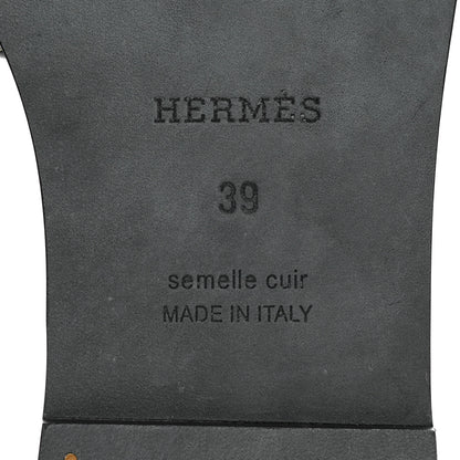 Hermes Box Calfskin Oran Sandals 39 Black 8 of 8