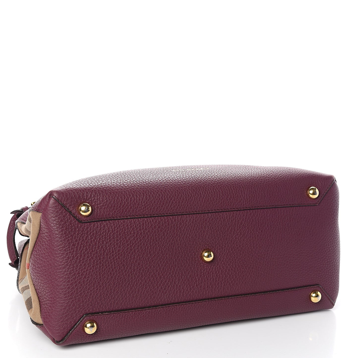 Grainy Calfskin House Check Medium Banner Tote Elderberry
