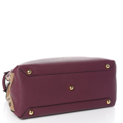 Burberry Grainy Calfskin House Check Medium Banner Tote Elderberry 3 of 11