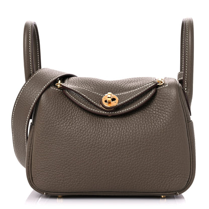 Hermes Taurillon Clemence Mini Lindy 20 Etoupe 1 of 9