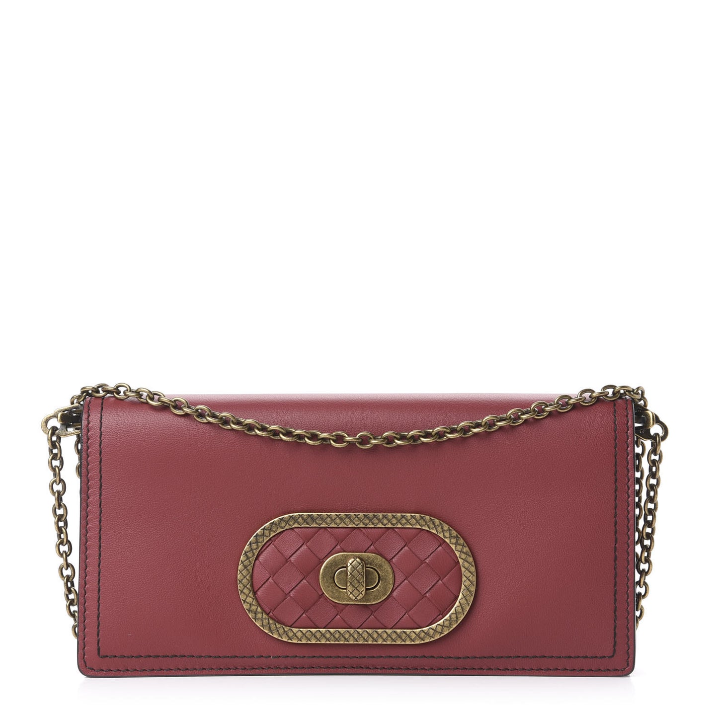 Nappa Intrecciato Ellittica Chain Wallet Baccara Rose