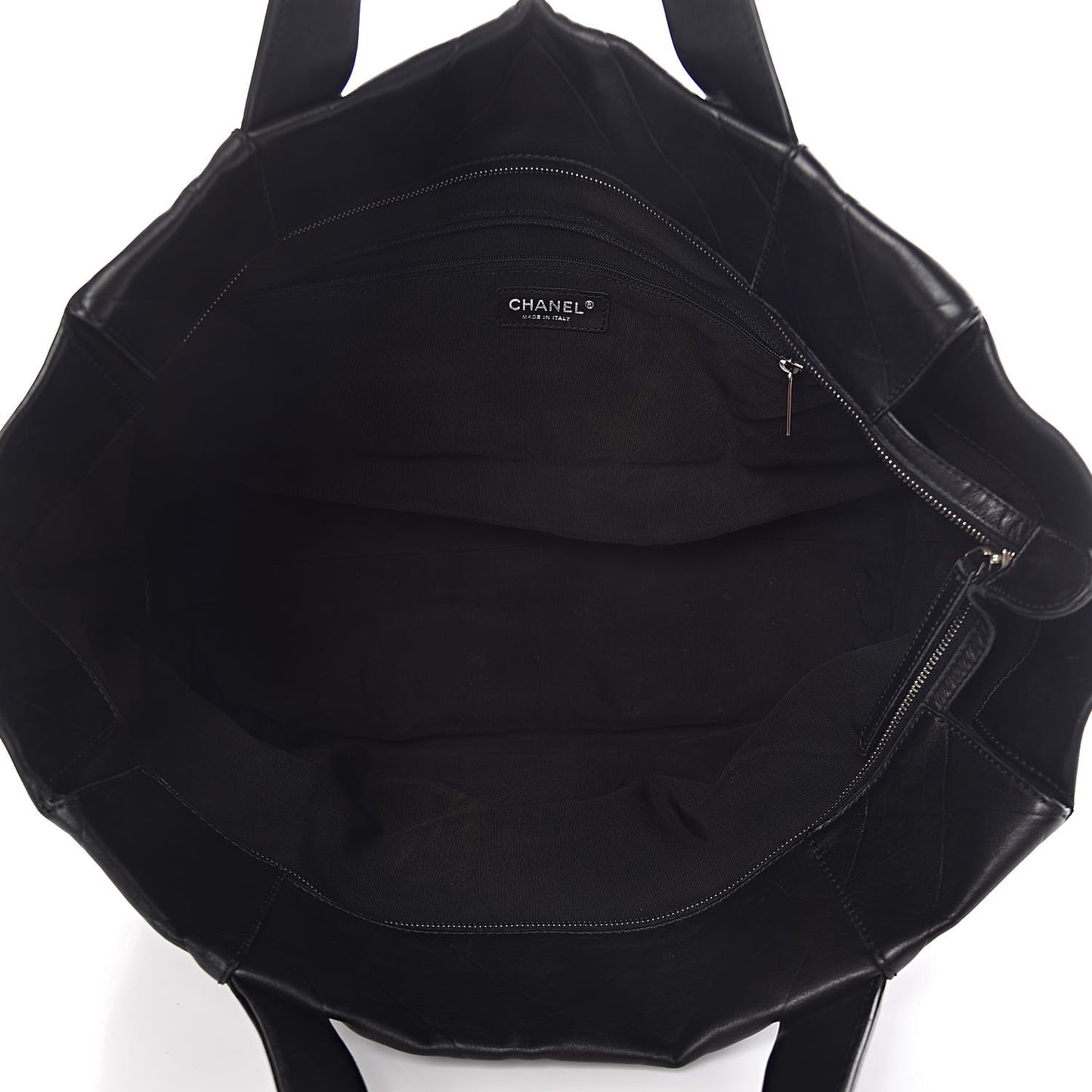 Calfskin Chevron CC All Day Long Tote Black