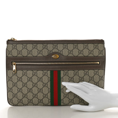 Gucci GG Supreme Monogram Large Ophidia Pouch Clutch Brown 2 of 8