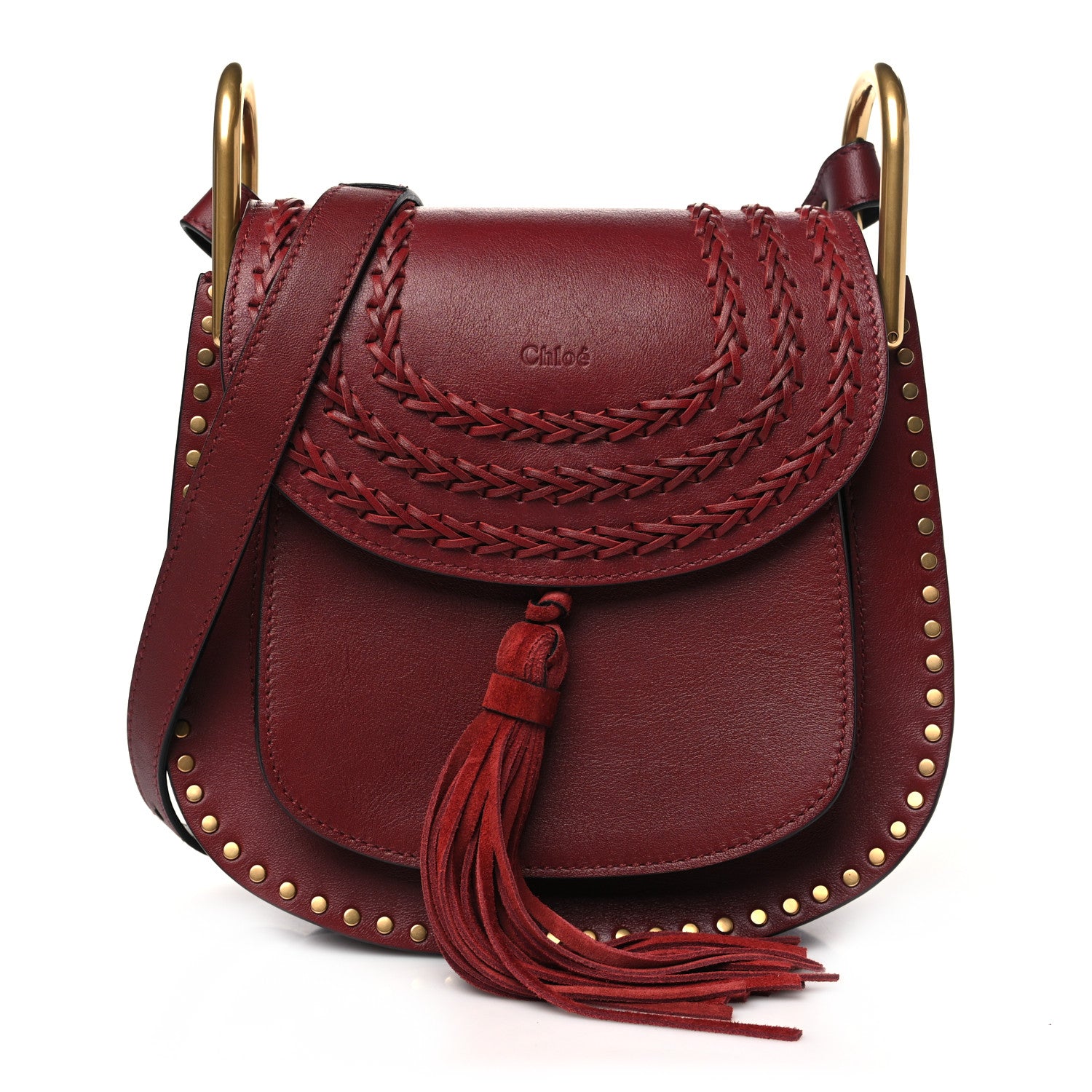 Chloe Calfskin Braided Small Hudson Shoulder Bag Sienna Red 1 of 10