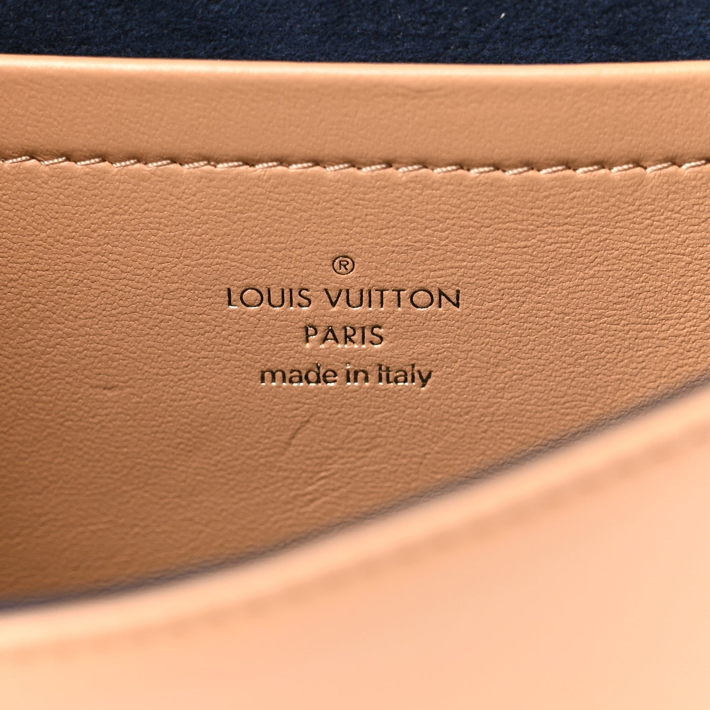 Lambskin Embossed Monogram Pochette Coussin Camel