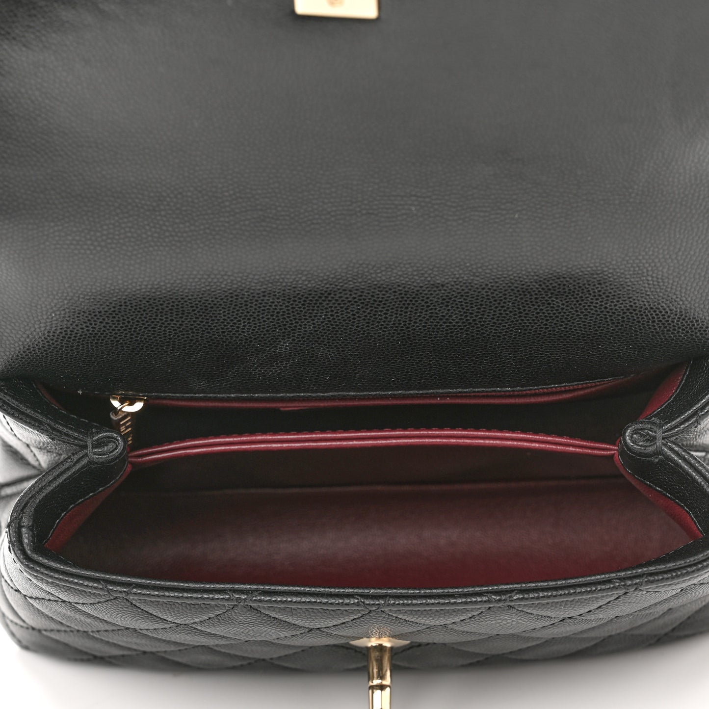 Caviar Quilted Mini Coco Handle Flap Black