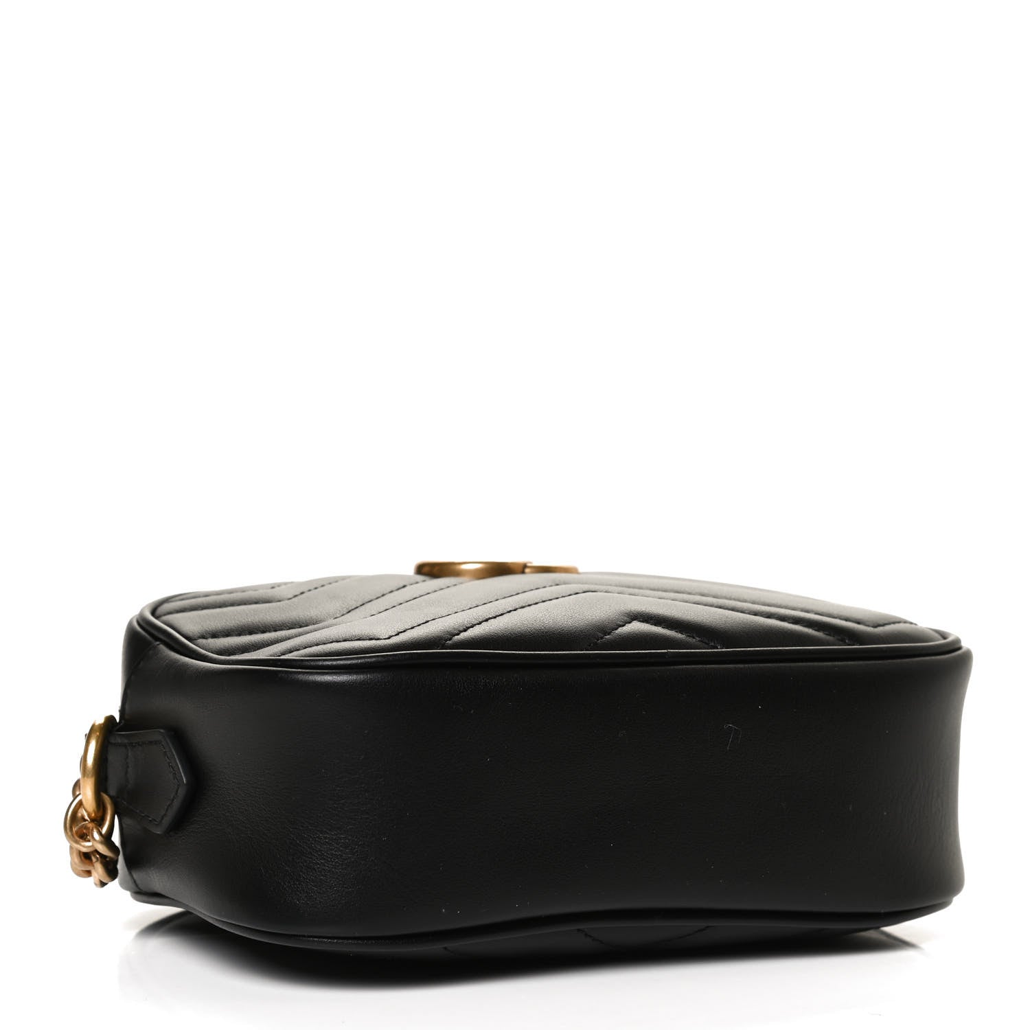 Gucci Calfskin Matelasse Mini GG Marmont Chain Shoulder Bag Black 3 of 10