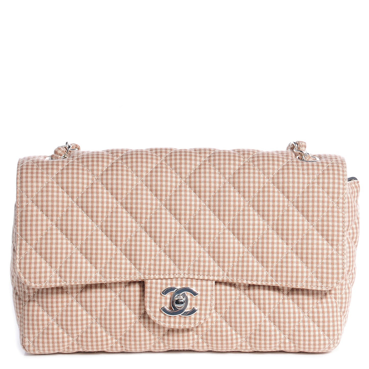 Toile Gingham Medium Single Flap Beige