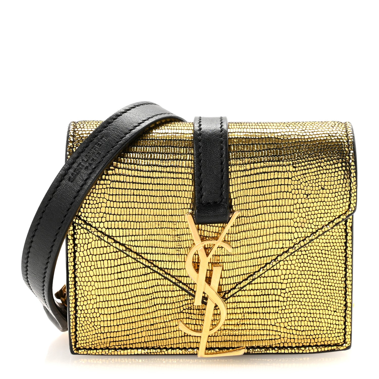 イヴ・サンローラン　ダレスバッグ　ドクターバッグ　ゴールド金具 Saint Laurent Calfskin Lizard Embossed Monogram Chain Mini Candy