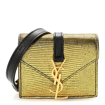 Saint Laurent Calfskin Lizard Embossed Monogram Chain Mini Candy Crossbody Gold 1 of 8