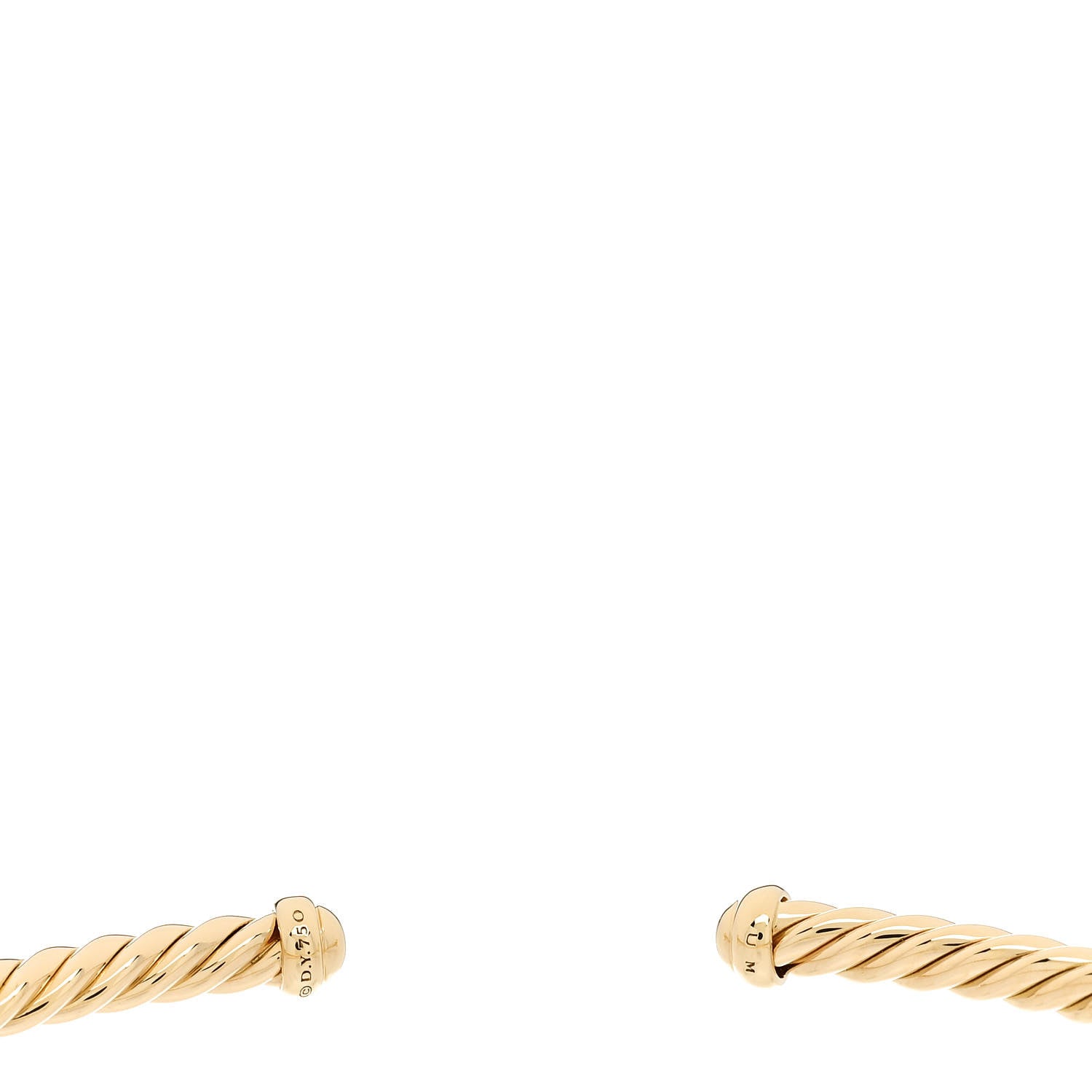 David Yurman 18K Yellow Gold Emerald 3mm Cablespira Single Station Bracelet 3 of 4