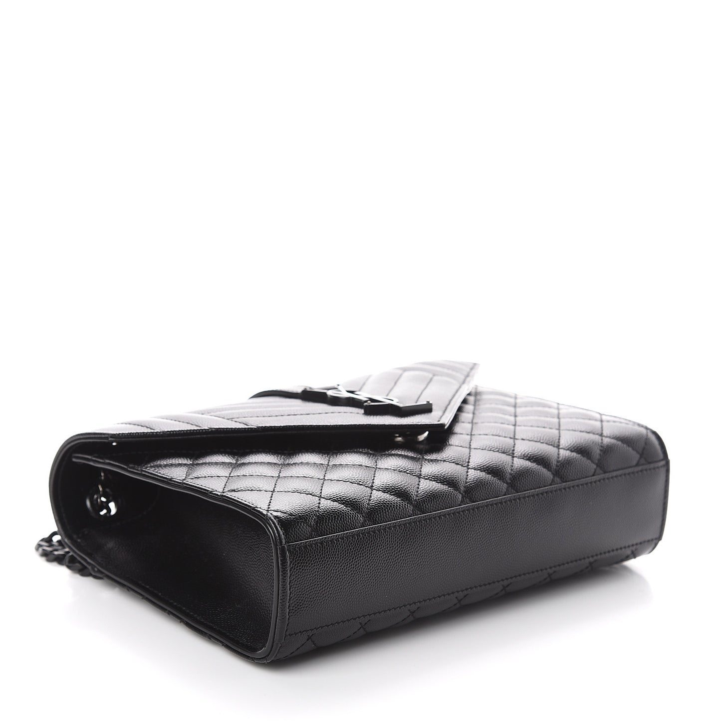 Grain De Poudre Textured Mixed Matelasse Triquilt Medium Monogram Satchel Black