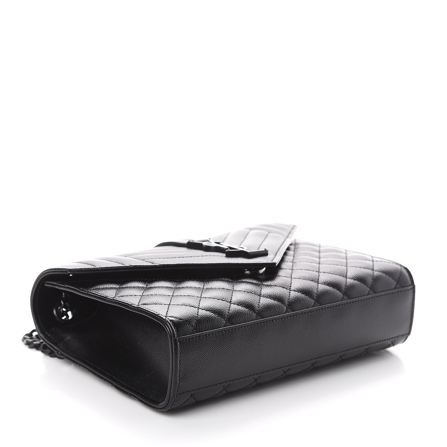 Saint Laurent Grain De Poudre Textured Mixed Matelasse Triquilt Medium Monogram Satchel Black 3 of 8