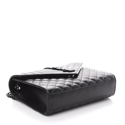 Saint Laurent Grain De Poudre Textured Mixed Matelasse Triquilt Medium Monogram Satchel Black 3 of 8