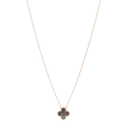 Van Cleef & Arpels 18K Rose Gold Gray Mother of Pearl Vintage Alhambra Pendant Necklace 1 of 6