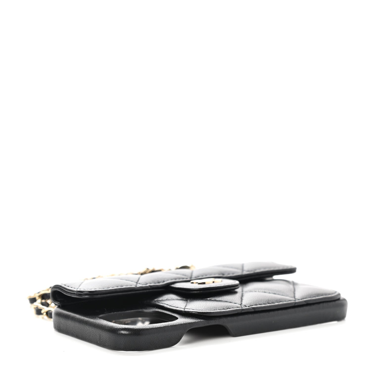 Chanel Lambskin Quilted Pearl Crush iPhone XII Pro Holder With Chain Black 4 of 9