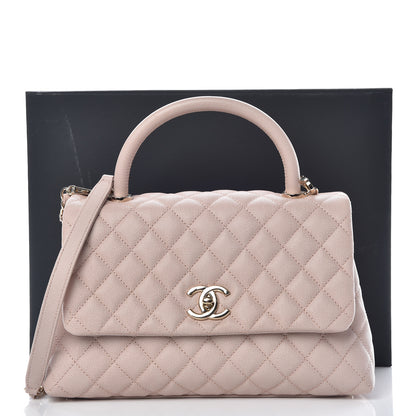 Chanel Caviar Quilted Small Coco Handle Flap Light Beige 10 of 10