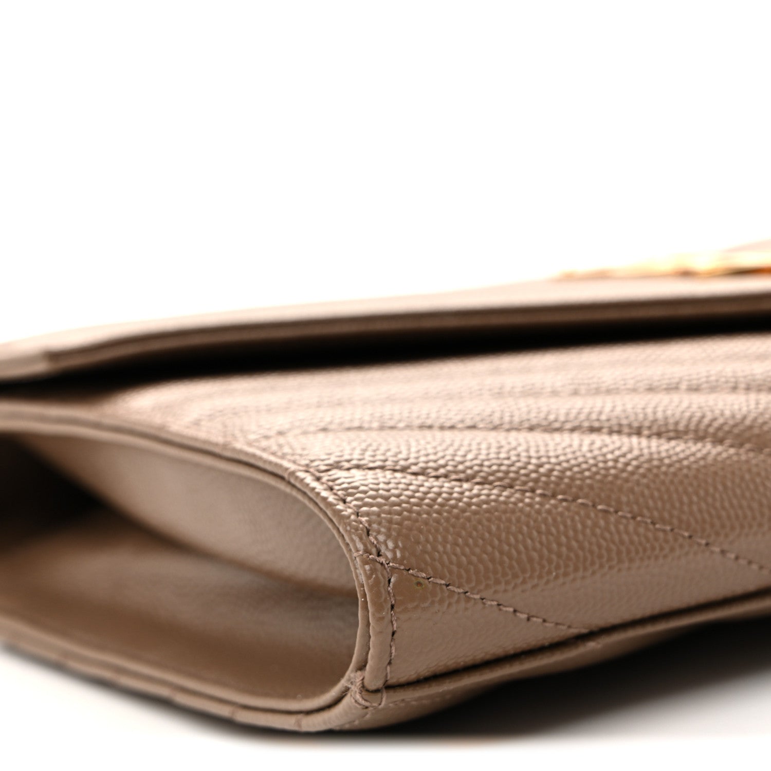 Saint Laurent Grain De Poudre Matelasse Chevron Monogram Cassandre Flap Pouch Taupe 9 of 10