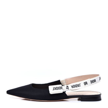 Christian Dior Technical Canvas Ribbon J'Adior Slingback Ballet Flats 38 Black 1 of 11