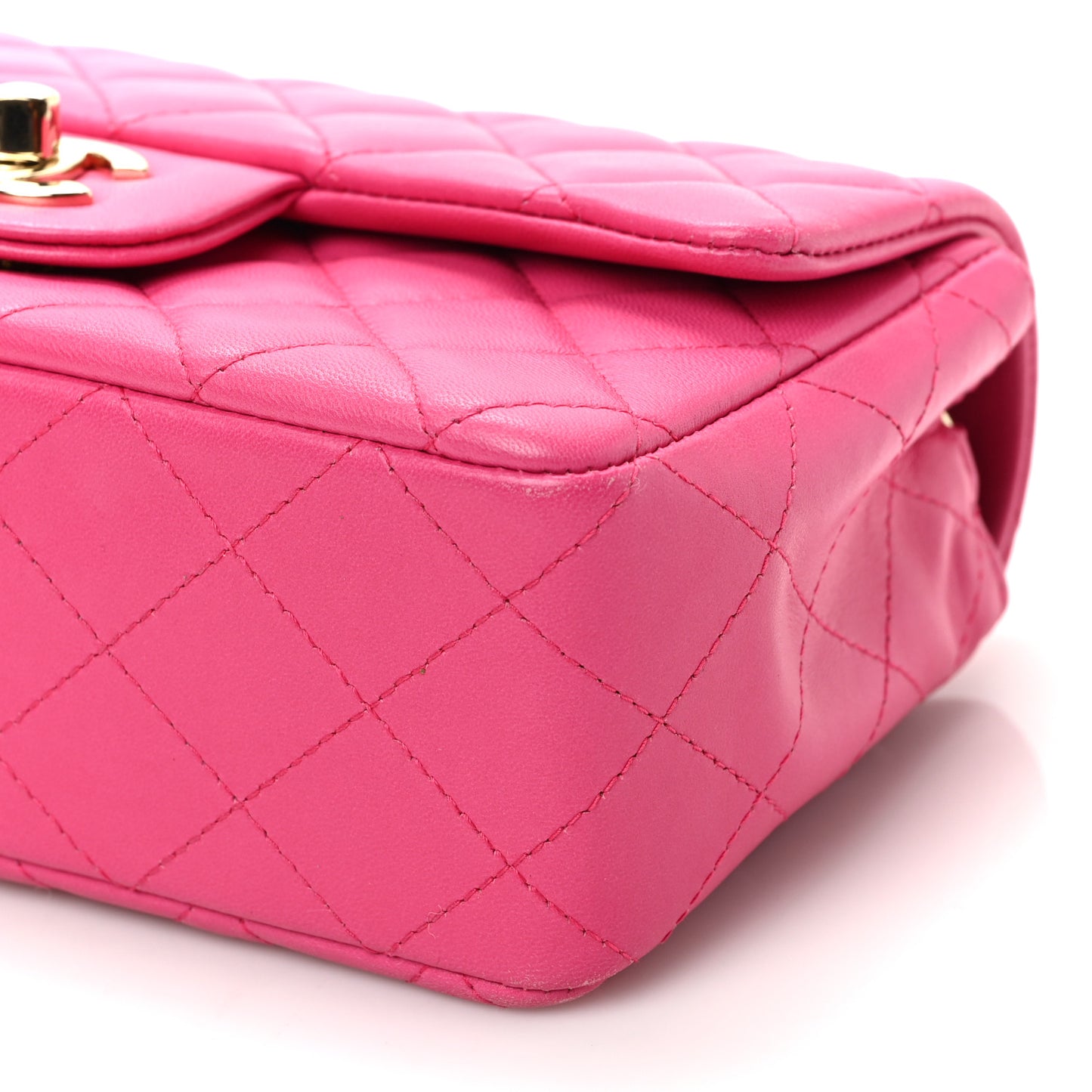 Lambskin Quilted Mini Rectangular Flap Fuchsia