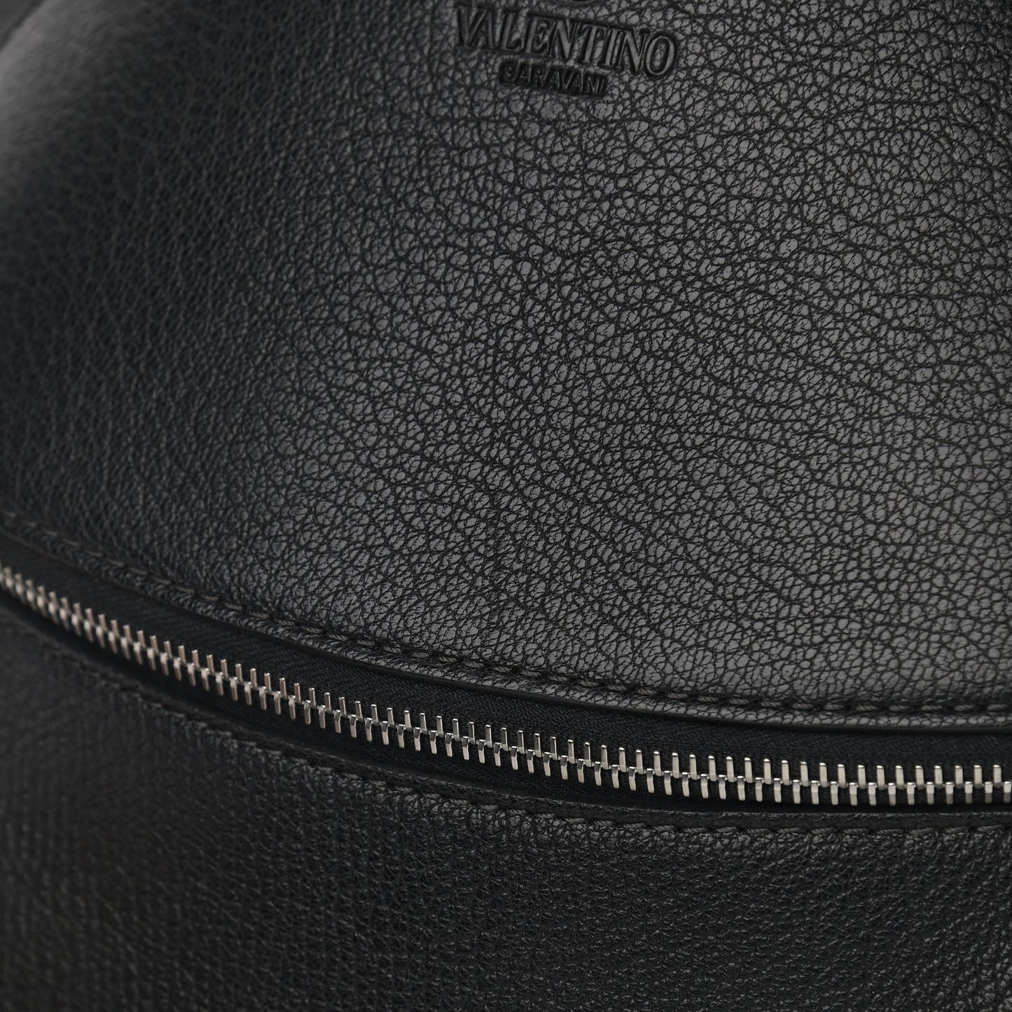 Grained Calfskin Rockstud Backpack Black