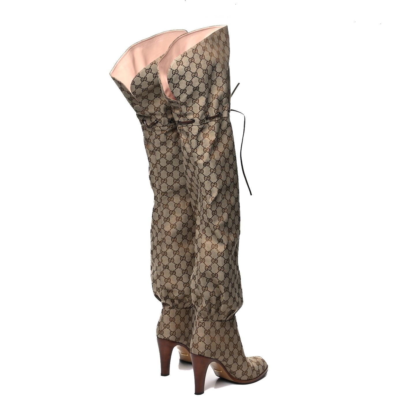 Monogram Over the Knee Boots 39.5 Beige Ebony